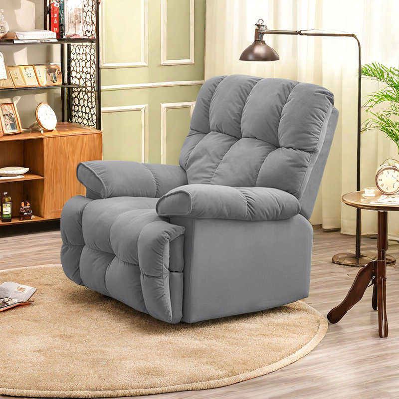 Kitchell Upholstered Swivel Recliner, Gray