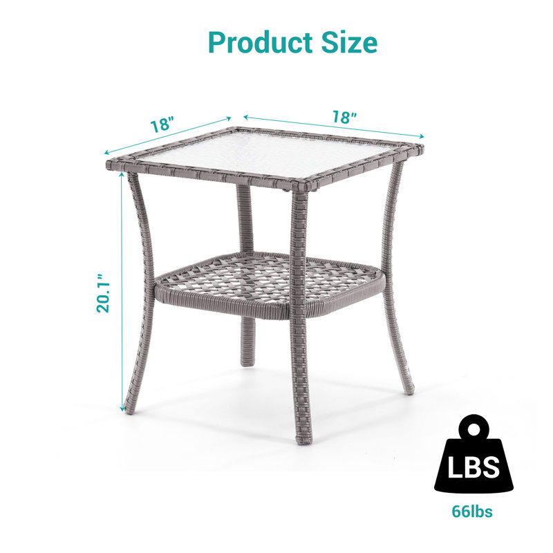 Table d'appoint extérieure H 18 po x l 18 po Houa, Gris