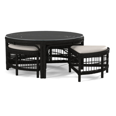 Raffles Rattan Cocktail Table with Benches