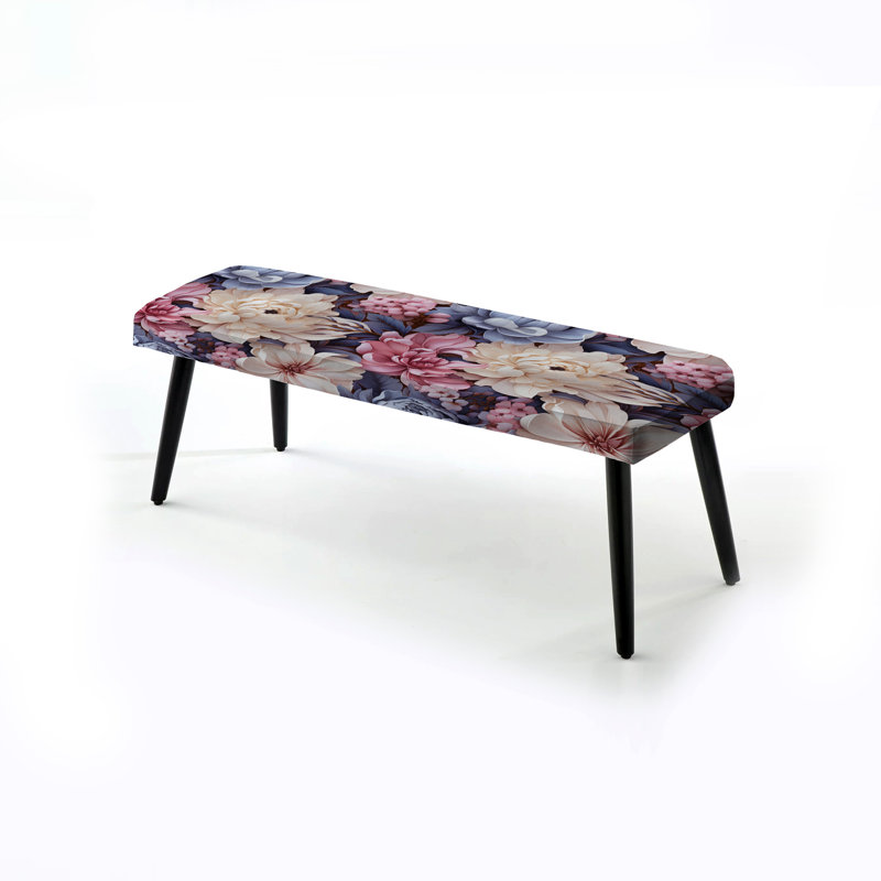 Lace Veil - Banc rembourré, Pink And Purple Farmhouse Floral Pattern