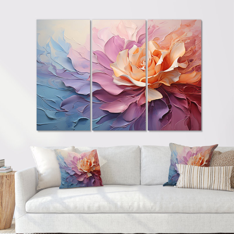«Rainbow Hue Rose Harmony», ensemble d'art sur toile arc-en-ciel, H 40 po x l 60 po x P 1 po