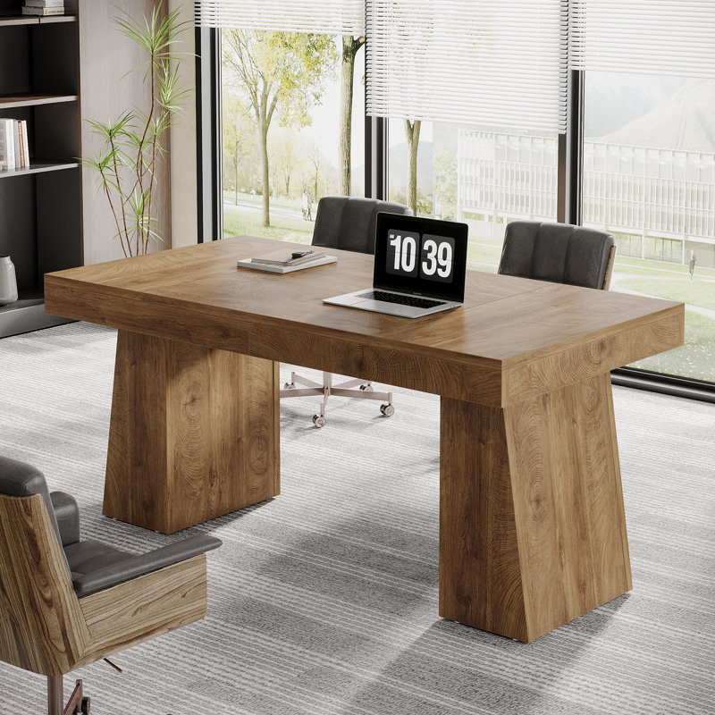 Bureau double caisson Wolbach, Marron clair