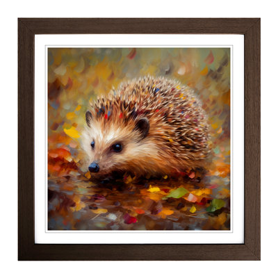 Hedgehog Impressionism - Single Picture Frame Print on Wood