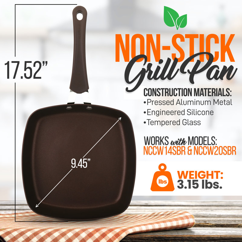 Gril et plaque chauffante antiadhésive en aluminium 9,45 po Nutrichef