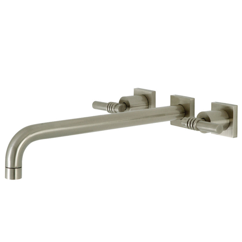 Kingston Brass Milano Two-Handle 3-Hole Wall Mount Roman Tub Faucet, Brushed Nickel, Milano 2