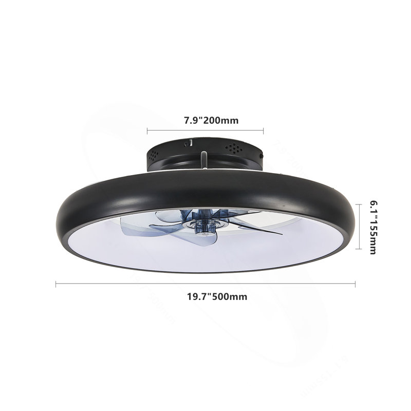 20" Black LED Ceiling Fan Light – Dimmable & Adjustable Color Temperature