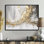 «Gold and White Collusion Abstract», art mural abstrait, impression sur toile moderne