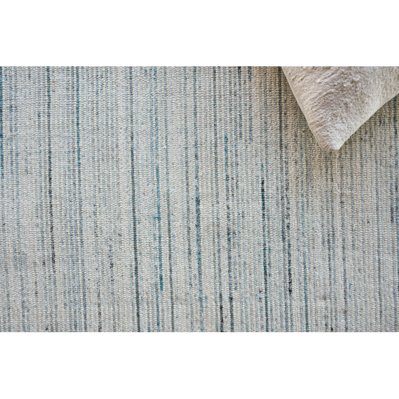 Carmen Hand Loomed PET Blue /Ivory Area Rug, Rectangle 10' x 14'