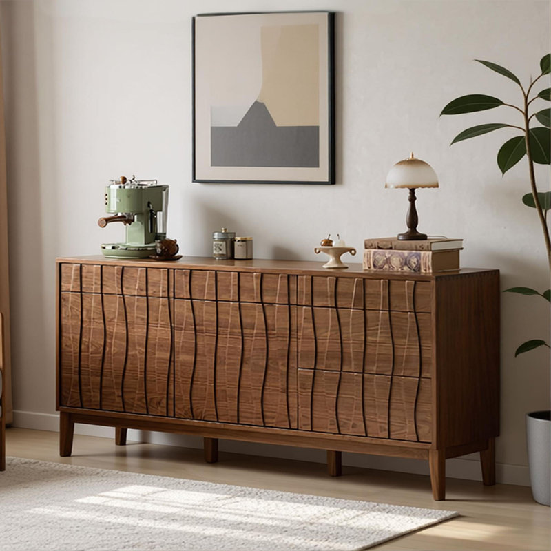Multi-functional storage solid wood sideboard, 31.49" H x 70.86" W x 16.92" D