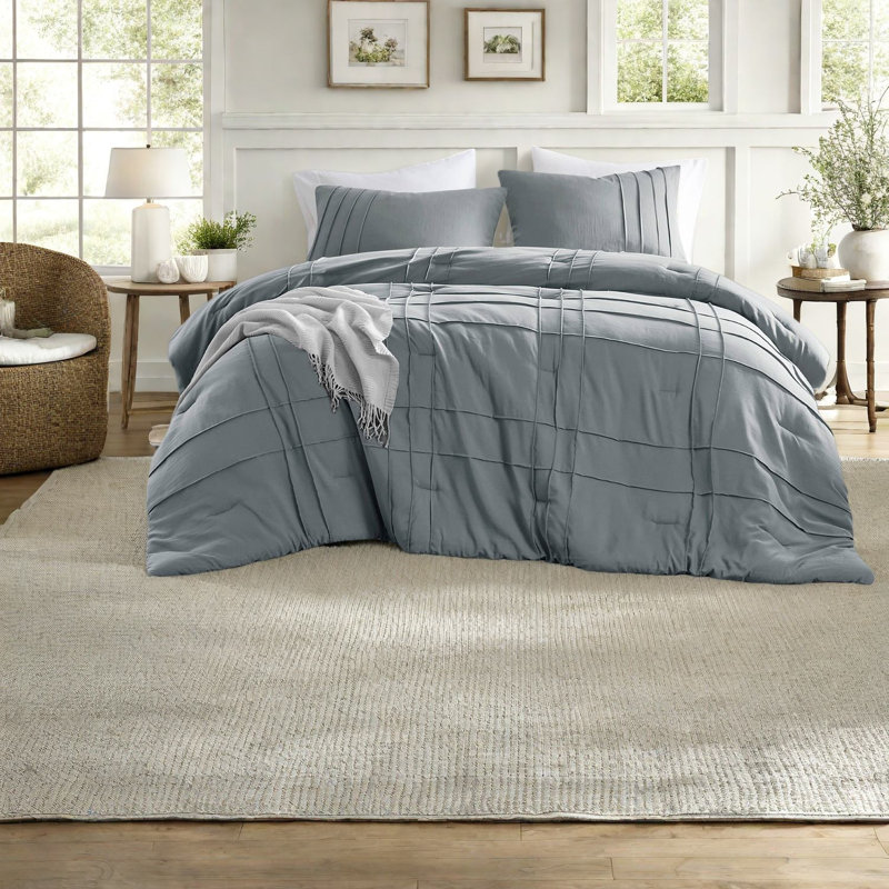Soft Washed Microfiber Twin Bedding Sets, Pleated Modern Home Comfort