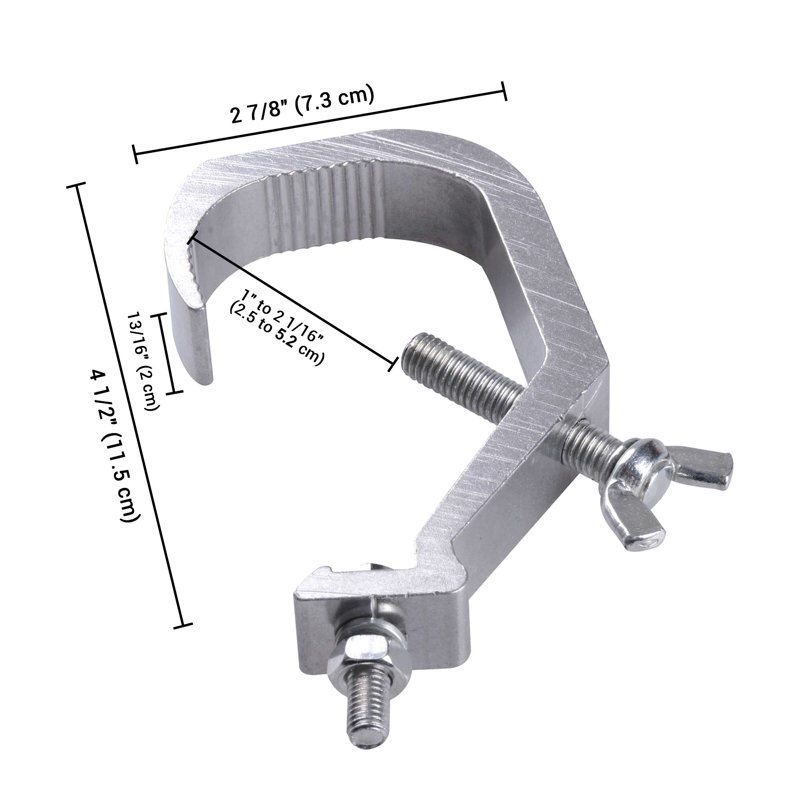 Load Small Stage Light Hook Aluminum Alloy Light Clip, 0.98" H x 5.31" W x 4.44" D