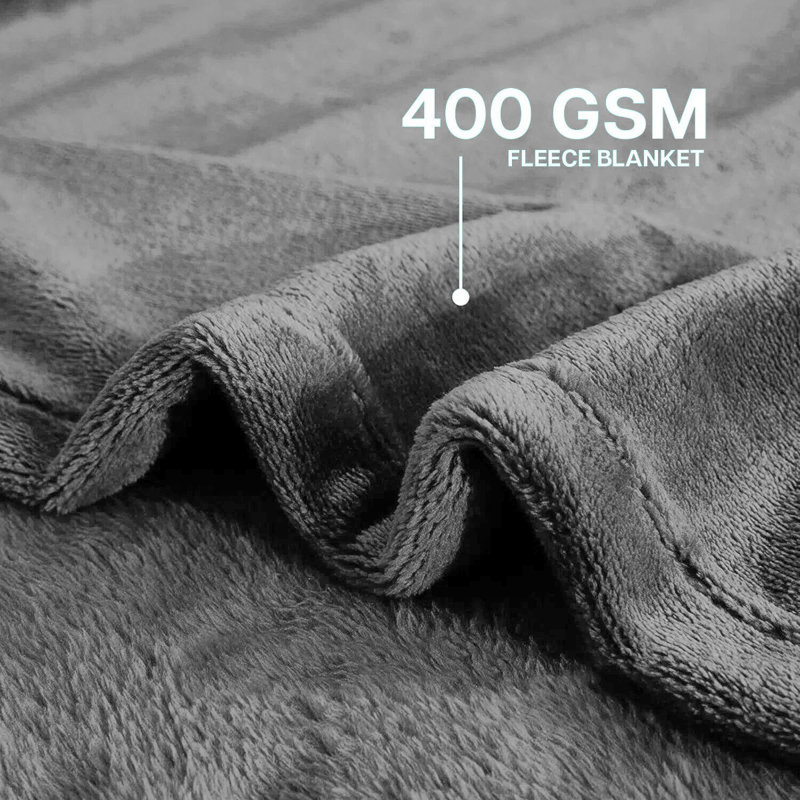 Ultra Soft Plush Faux Fur Reversible Fleece Blanket, 150cm x 200cm, Silver