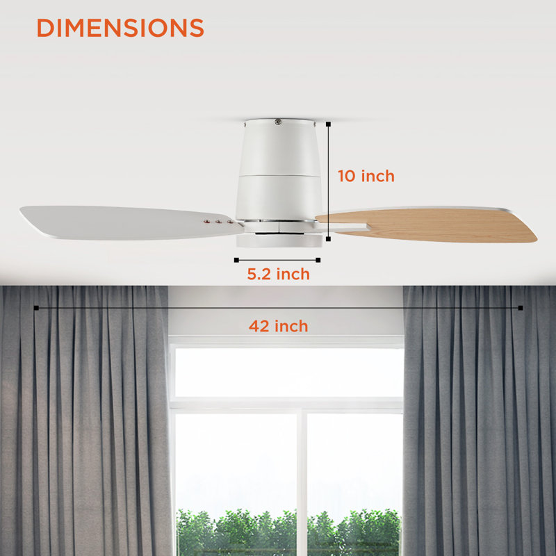 Ventilateur de plafond encastré avec lumière DEL 42 po Emidia pour pièces moyennes blanc, 42 po de largeur