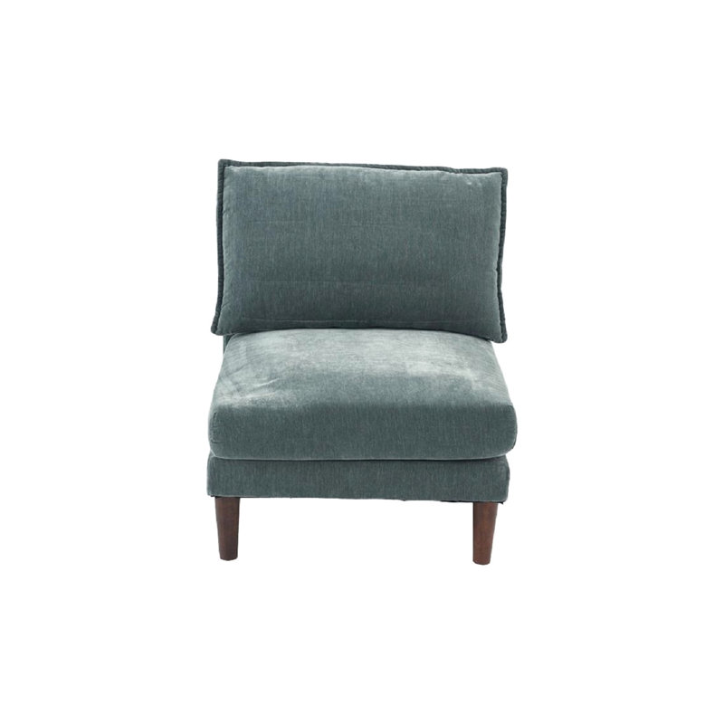 Chaise relax de couleur minérale avec coussin de dossier et pieds de sièges contemporains en bois stable, Grisâtre