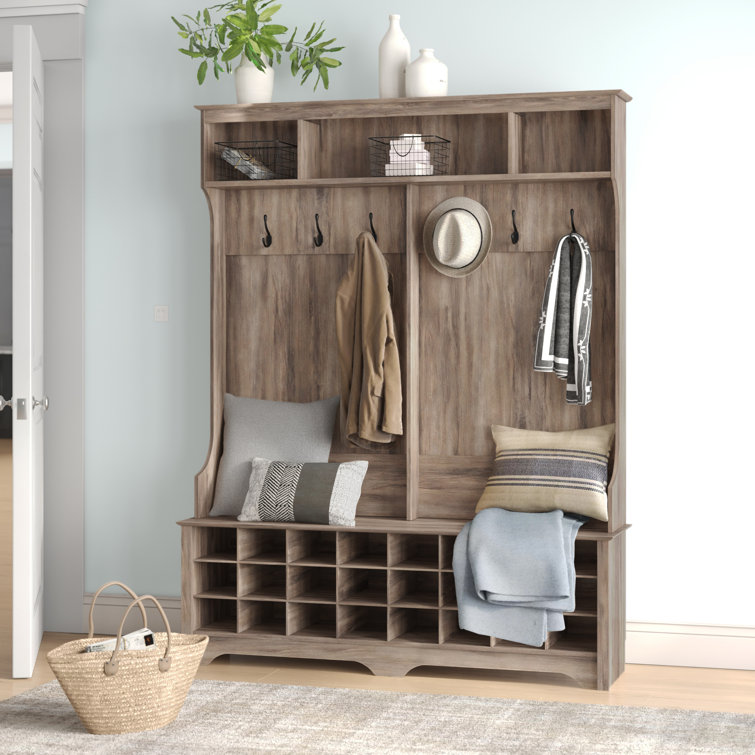 Gracie Hall Tree 60'' Wide with Bench and Shoe Storage
