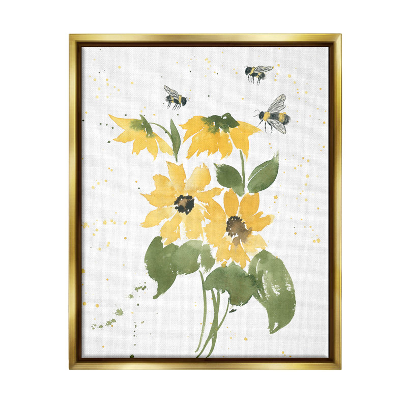 «Buzzing Bees Flower Blossom» par Lucille Price - impression sur toile, H 31 po x l 25 po x P 1,7 po