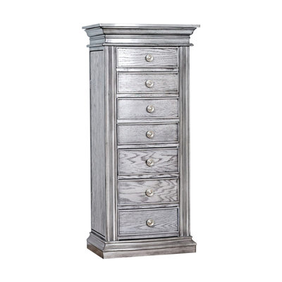 Gray Rectangular Solid Wood Jewelry Armoires