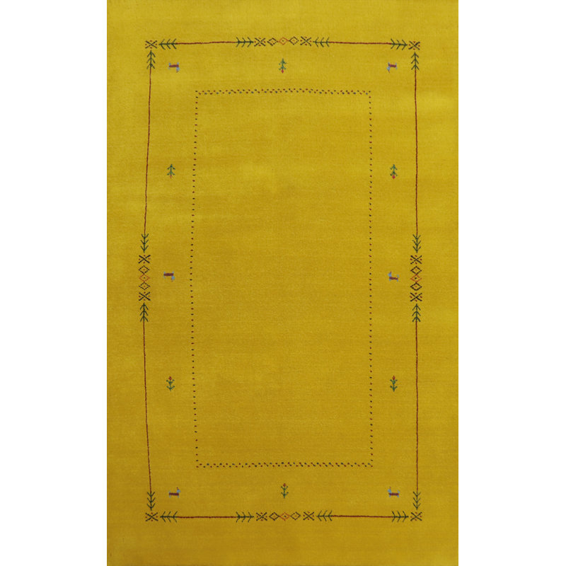 Tapis jaune de style oriental tribal Gabbeh