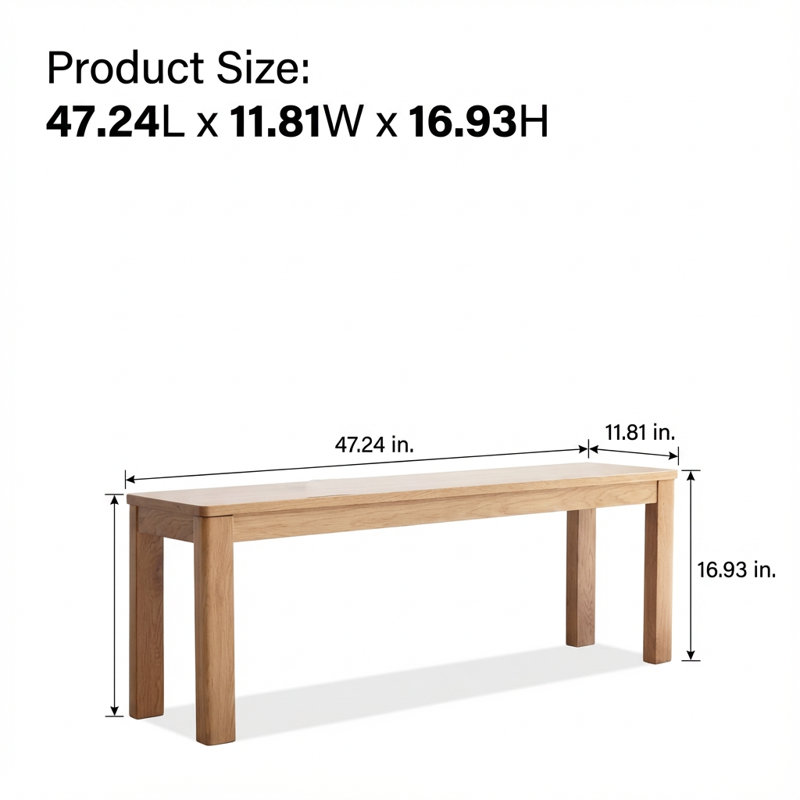Banc de salle à manger en bois massif avec un design rectangulaire et une surface d'assise spacieuse