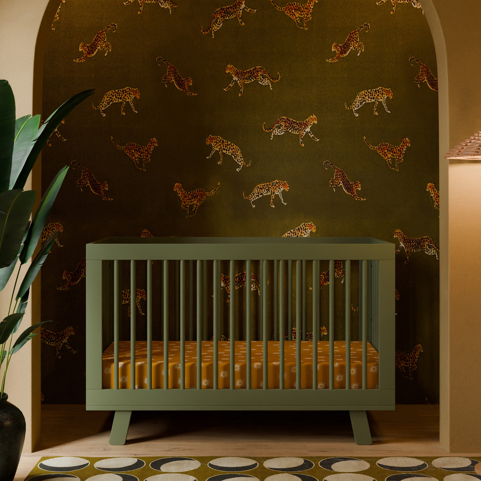 Hudson Pine 3-in-1 Convertible Crib, Olive