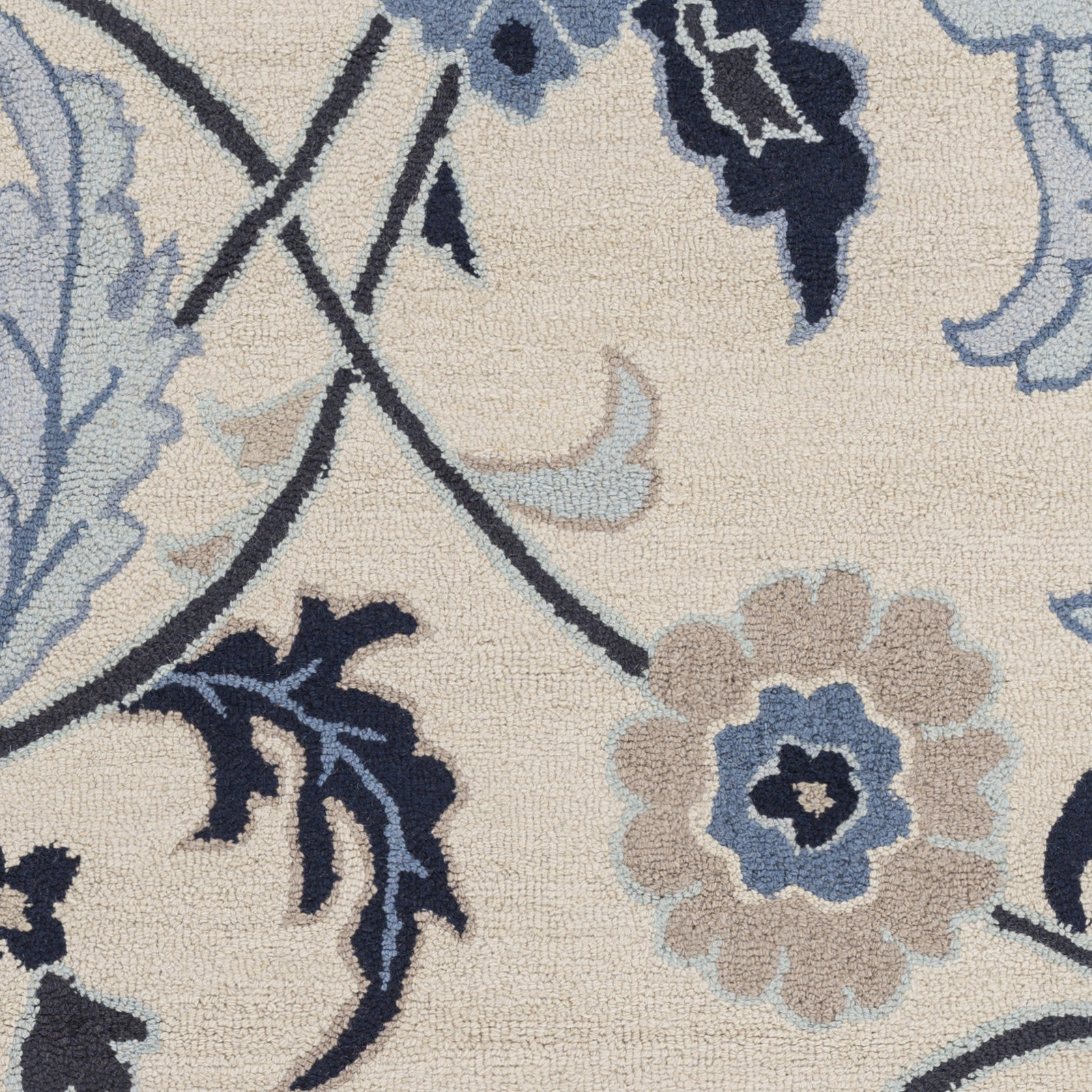 Alexander Floral Hand-Tufted Wool Blue/Ivory/Beige Area Rug, Rectangle 2' x 3'