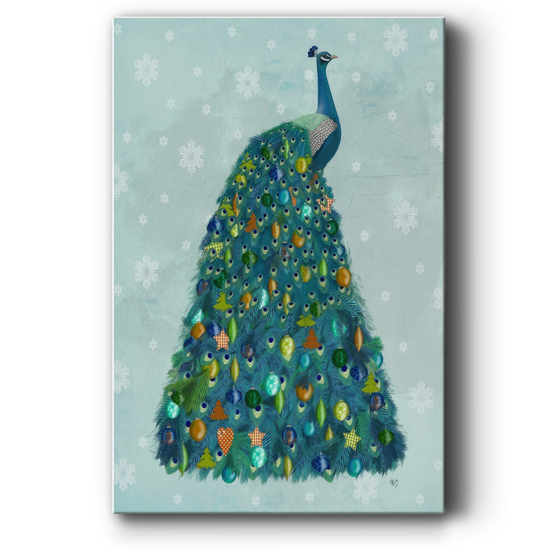 Christmas Peacock Christmas Tree- Gallery Wrapped Canvas, H 60 po x l 40 po x P 1,5 po
