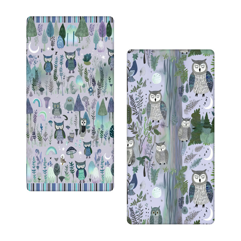 Ensemble de 2 draps-hiboux Ambesonne, Drap-housse de taille double