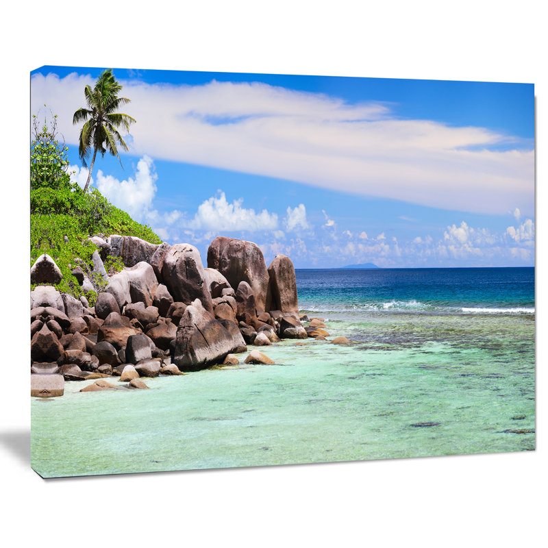 « magnifiques seychelles de la côte rocky coast »-impression, H 16 po x l 32 po x P 1 po, Toile tendue
