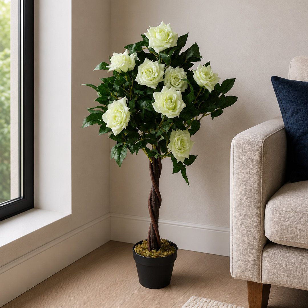 90cm Artificial Flowering Plant in Planter