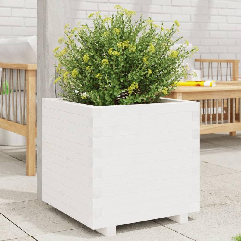 9 Wood Planter, 49.5cm H x 50cm W x 50cm D, White