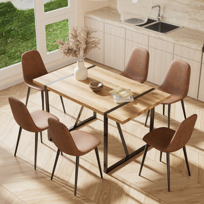 Ensemble de salle à manger 5 pièces, Brun, 7