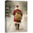 Santa Claus Walking in Winter Road Vintage Warm Cozy Christmas Holiday Framed Canvas Print Wall Art-121501173-121501175