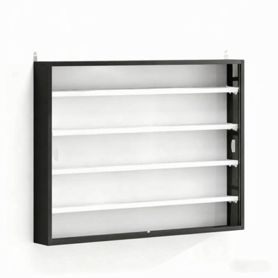 Black Wall-Mounted Display Case With Large Capacity,Clear Door For A Stunning Collectible Showcase