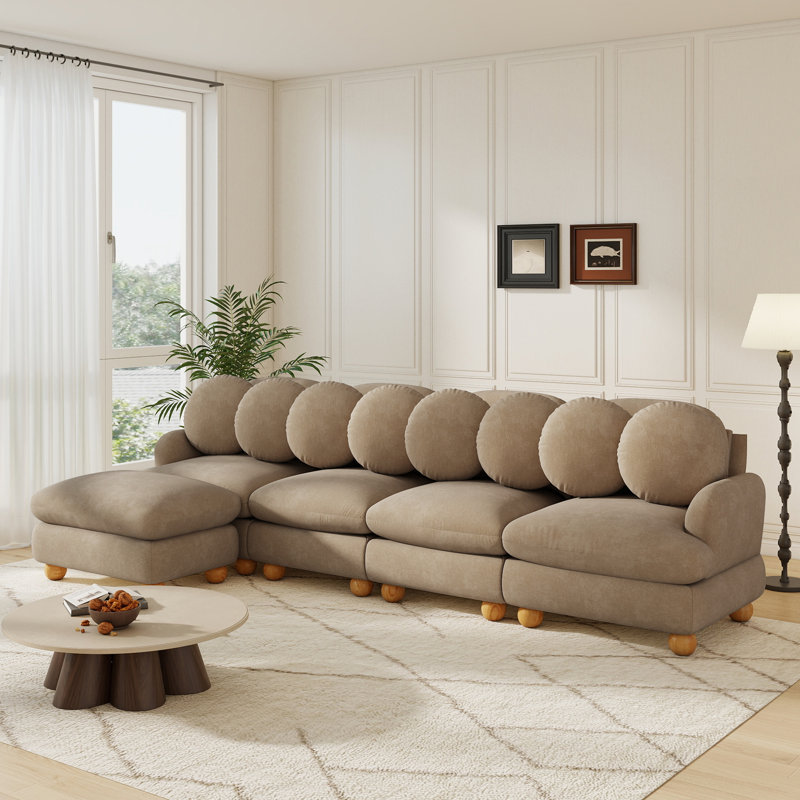 Canapé modulaire en forme de L de 123 po avec repose-pieds mobile et 8 coussins de forme modulaire en forme de L de 123 po.