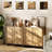 Buffet Storage Cabinet Set Of 2 With Metal Frame Base For Dinnig Room Living Room Entryway,Brown Oak-1932708780