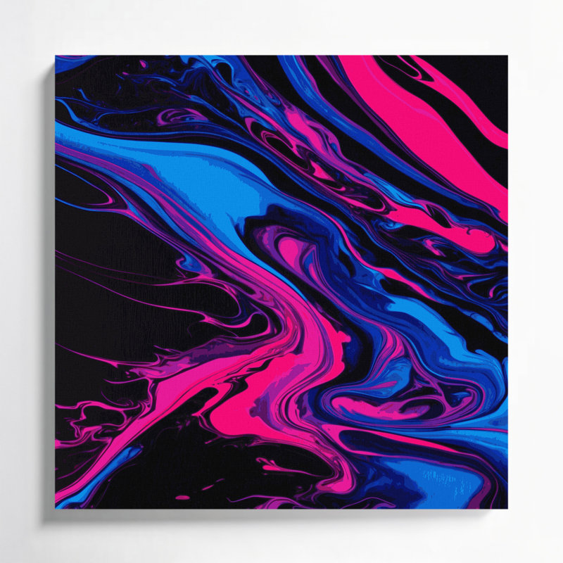 Abstrait art fluide sur toile mauve 34, H 12 po x l 12 po