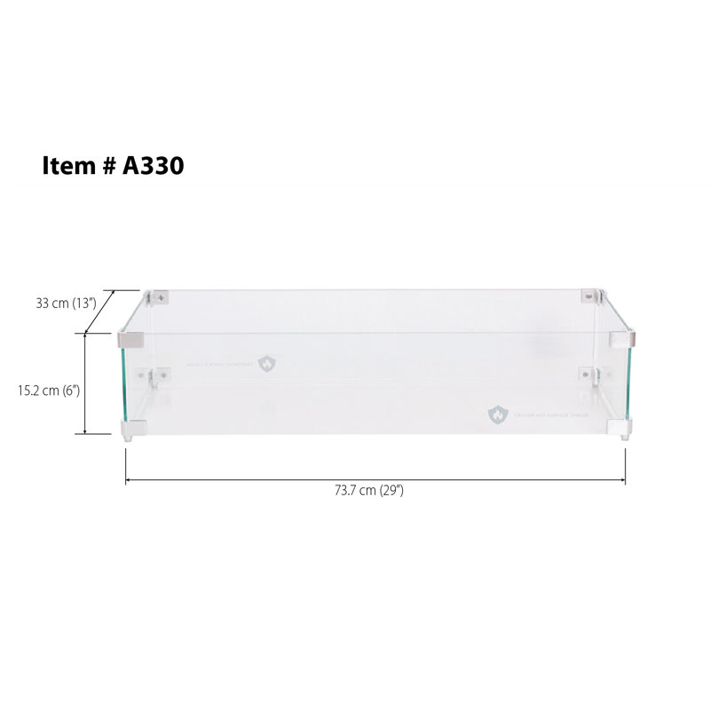 Rectangular 29" Fire Pit/Table Wind Guard (Glass)