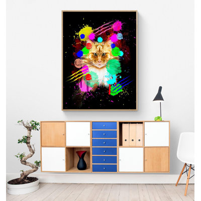 Impression de chat étrange, Art animalier encadré, impression d'affiche animal drôle, Art mural étrange, Art de chat, Art mural félin, Art mural encadré