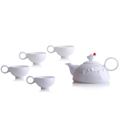 LIULI Living, Bone China Tea Set | Autumn Mountain (1 Tea Pot & 4 Cups)