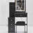 29.2" Small Size Left Bedside Cabinet Vanity Table + Cushioned Stool,2 AC+2 USB Power Station,Hair dryer bracket,Extra Large Touch Control Sliding LED Mirror,Tri-color Switching,Brightness Adjust-431713023