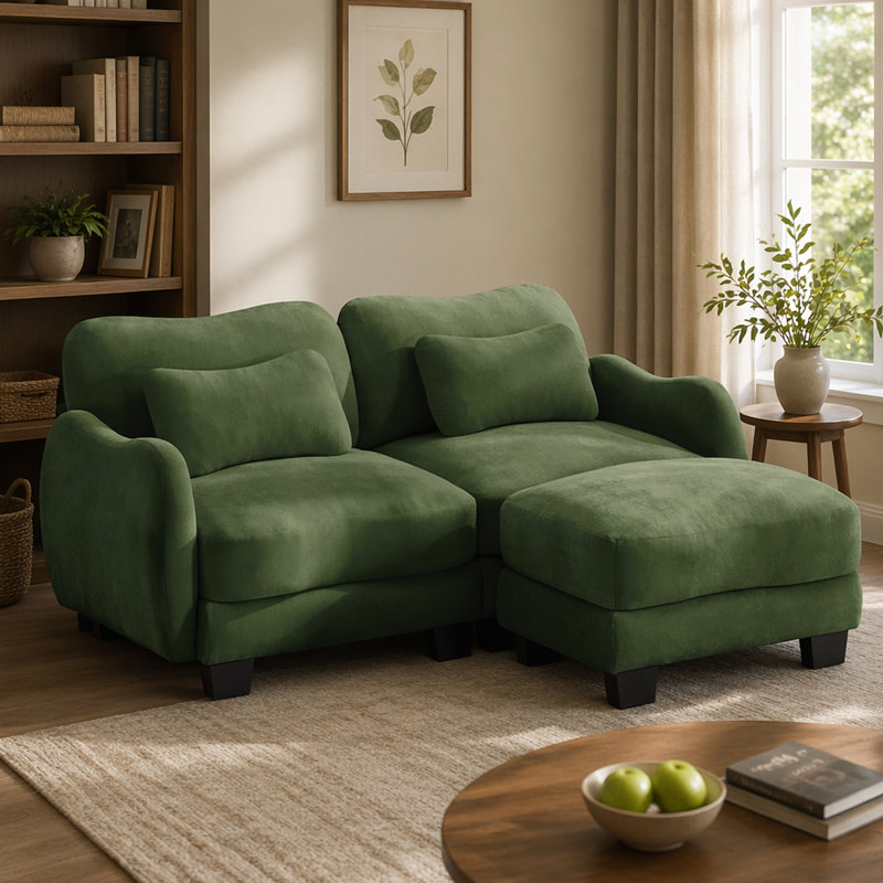 Canapé en L Chenille, Chenille verte
