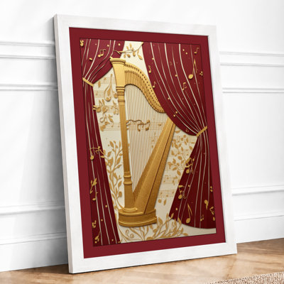 Golden Harp in Velvet Vintage - Framed Print