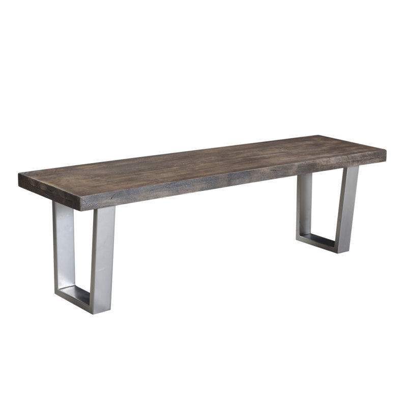 Banc en bois Sikes, Brun / Gris