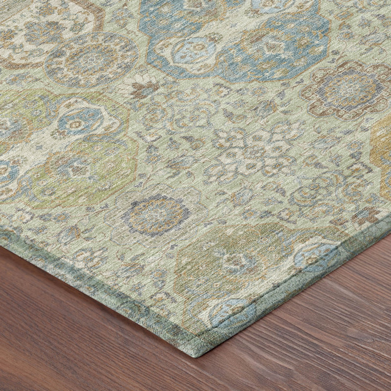 Machine Washable Indoor/Outdoor Chantille ACN2484 Global Rug, 1'8" x 2'6", Sage