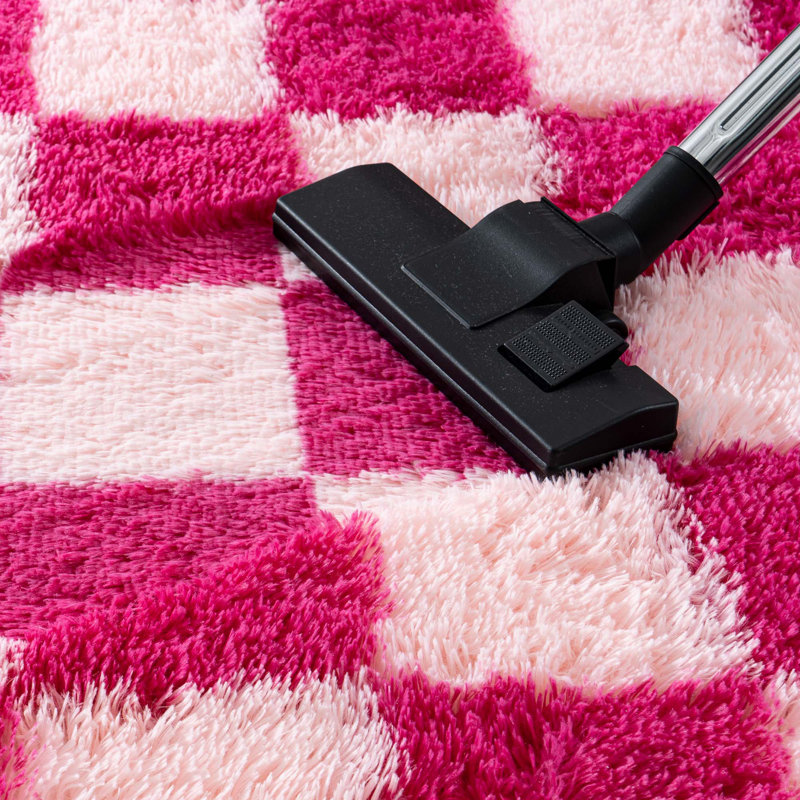 Checkered Fluffy Rug 5x7 Ft Washable Shaggy Fluffy Rug for Bedroom Living Room Plaid Runner Rug Fuzzy Shag Carpet Non-Slip for Kids Toddler Room Nursery Playroom