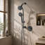 Système de douche avec pomme de douche à main à 7 réglages, robinet de douche avec valve en noir mat