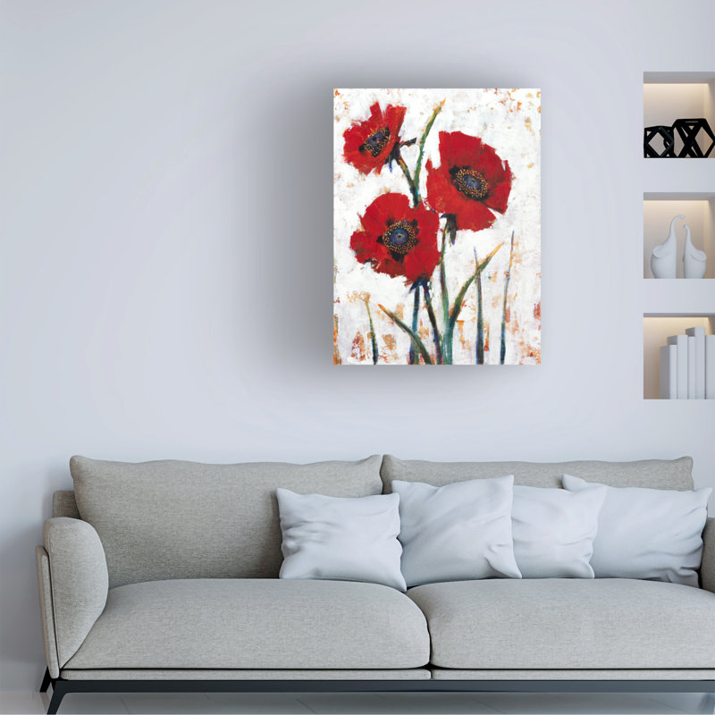 «Red Poppy Fresco I» par Timothy O 'Toole, impression sur toile tendue, H 24 po x l 18 po x P 2 po