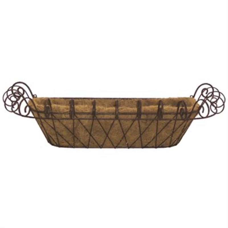 Wortman Metal Railing Planter, Natural Patina Brown, 10"H x 46"W x 11"D