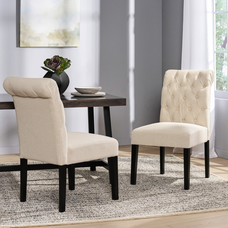 2 chaises de salle à manger - look élégant avec pieds en bois franc et revêtement en tissu (de 2) moderne