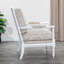 Fauteuil Spindle, finition blanche, tissu cachemire taupe